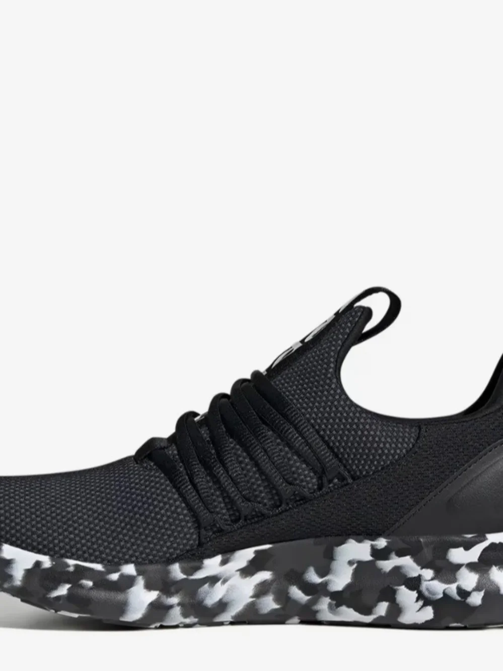 adidas Boys Size 5 Youth Black Knit Sneaker with Black & White Camouflage Sole